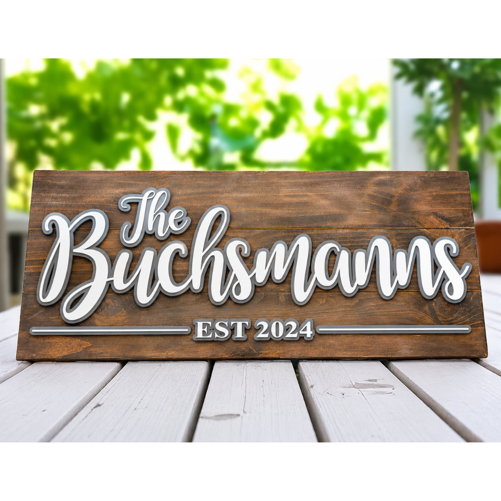 Personalized Layered Family Name Sign
